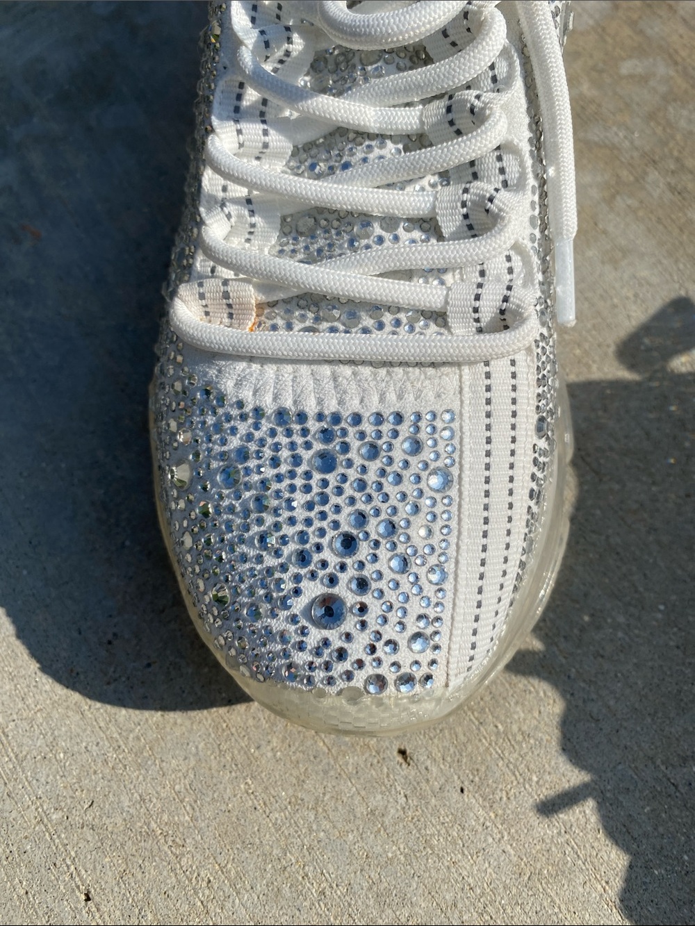 Steve Madden White Crystal Embellished Chunky Sneakers - Picture 14 of 16